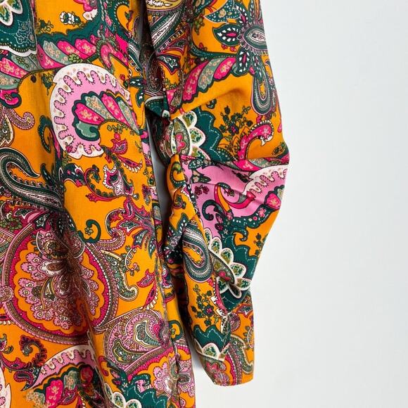 Code X Mode Paisley Floral Print Satin Long Sleeve Shift Dress NWOT - Picture 6 of 16